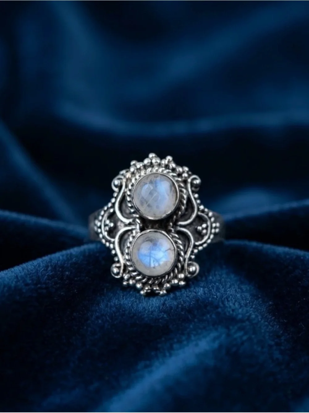 Sterling Silver Rainbow Moonstone Ring